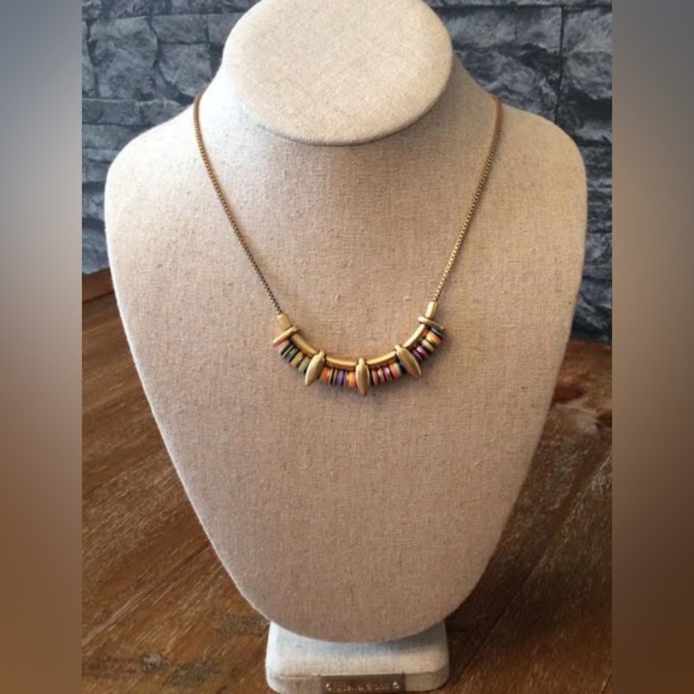 Stella & Dot Wanderer Rainbow Disk Antique Gold Tone Finish Y2K Casual